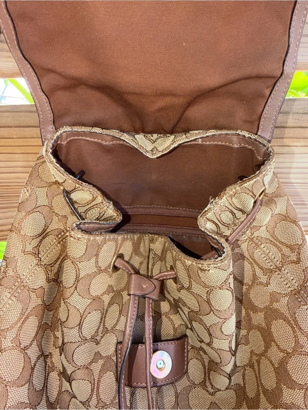 Coach Tan/Brown Signature Canvas & Leather Backpack